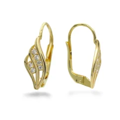 Zlaté patentové náušnice s čirými zirkony 1,55g