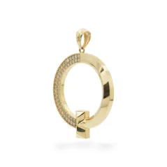 Zlatý přívěsek kulatý se zirkony