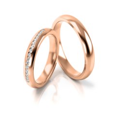 Minimalistická souprava snubních prstenů s diamanty