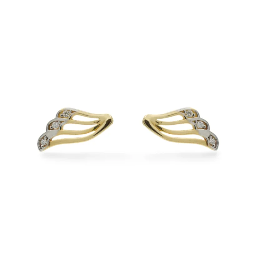 Zlaté náušnice kombinované Křídla s kamínky 1,04g