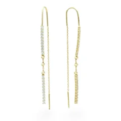 Zlaté řetízkové náušnice zdobené zirkony