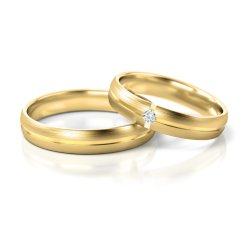 Snubní sada zlatých prstenů s diamantem