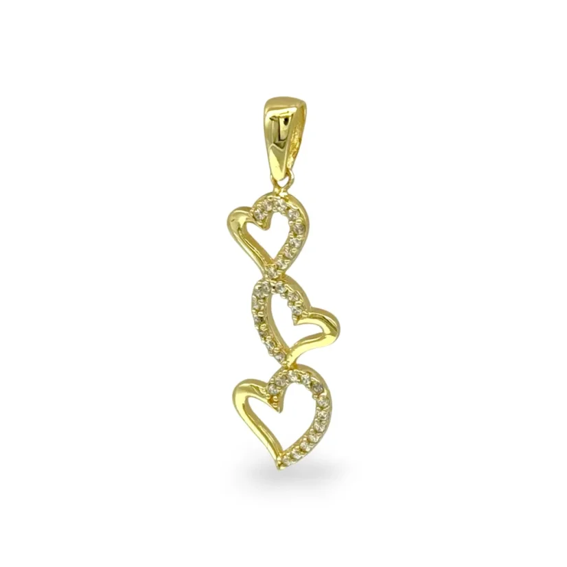 Zlatý přívěsek se srdíčky a kamínky 1,33g
