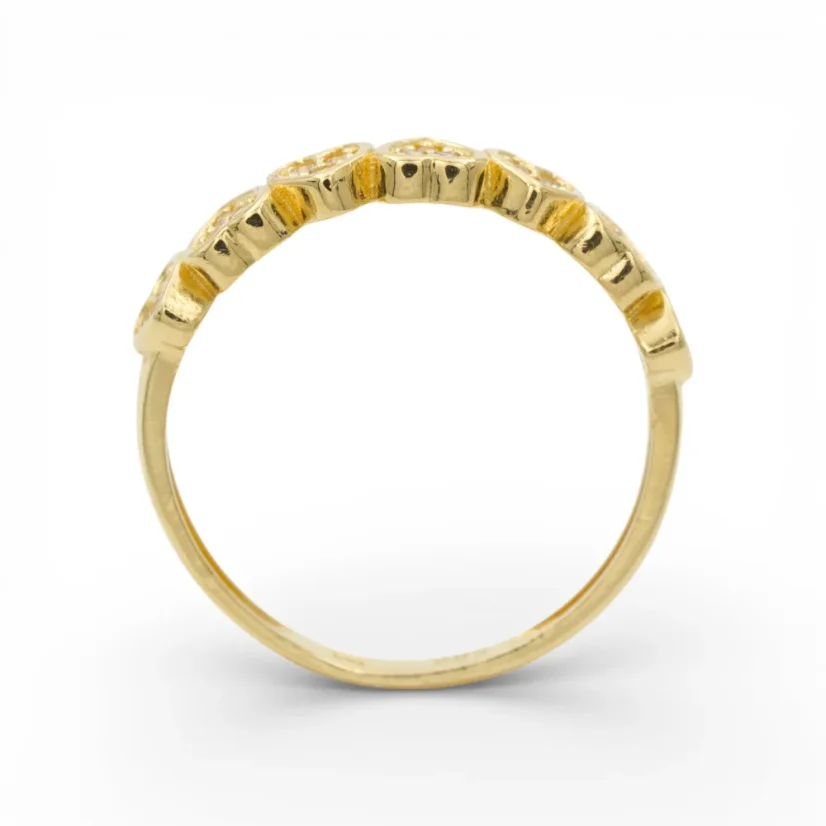 Zlatý prsten se srdíčky a zirkony 1,60g