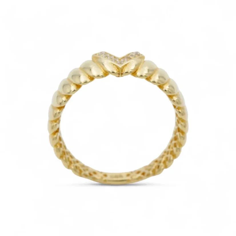 Designový zlatý prsten se zirkony