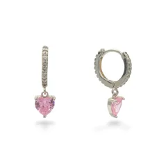 Stříbrné kruhové náušnice se srdíčky