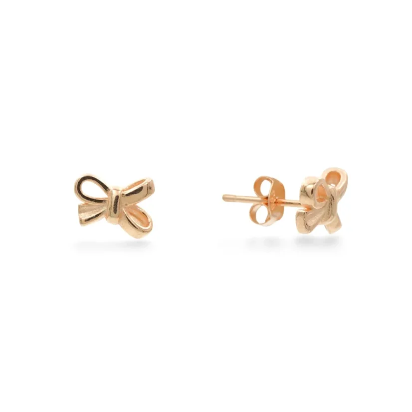 Stříbrné peckové náušnice mašličky rose gold