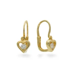 Dětské zlaté náušnice srdíčka se zirkony 1,37g