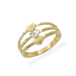 Zlatý prsten kombinovaný se srdíčky