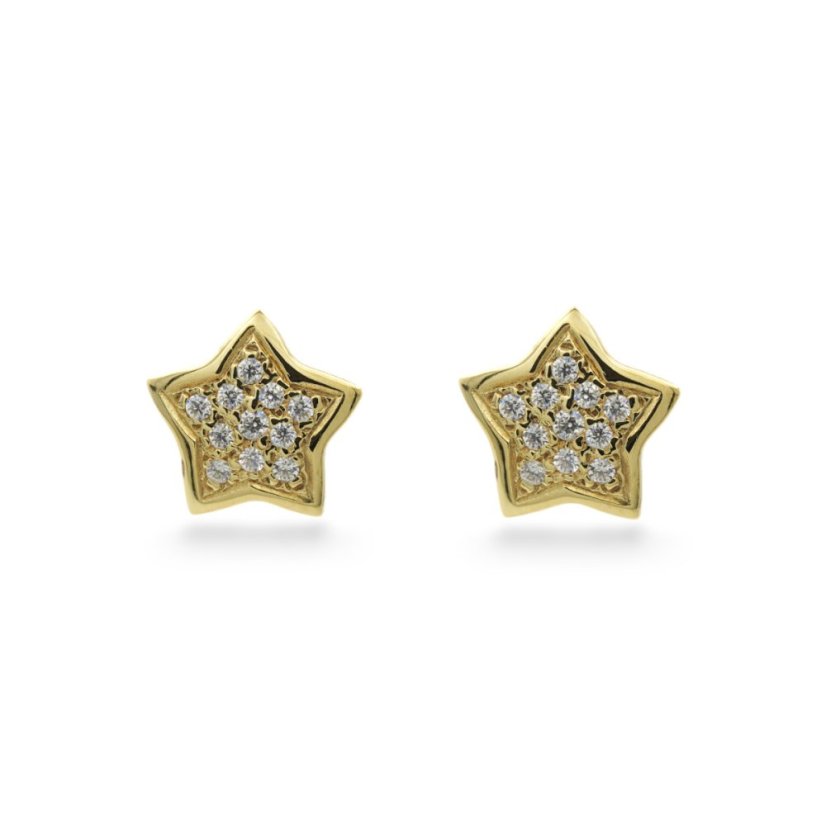 Zlaté náušnice hvězdy se zirkony 2,34g