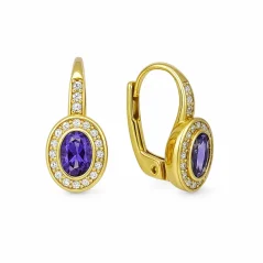 Zlaté náušnice s ametystem 3,06g