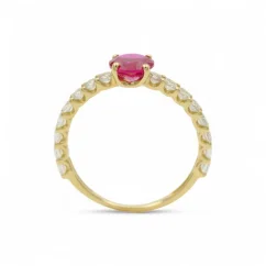 Zlatý prsten s rubínem a zirkony