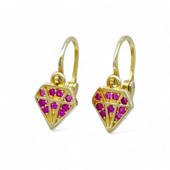 Zlaté dětské náušnice "Diamant" s kamínky 1,42g