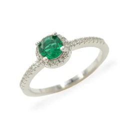 Stříbrný prsten se zirkony Smaragd