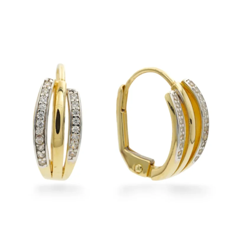 Zlaté náušnice s bílými zirkony 2,71g