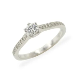 Zásnubní stříbrný prsten s čirými zirkony