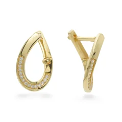 Zlaté náušnice Teardrop se zirkony 3,08g