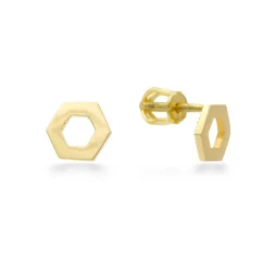 Moderní zlaté peckové náušnice Hex 1,19g