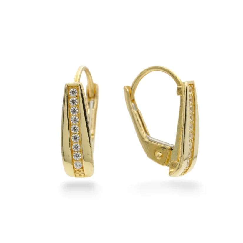 Elegantní zlaté náušnice s čirými zirkony 1,86g