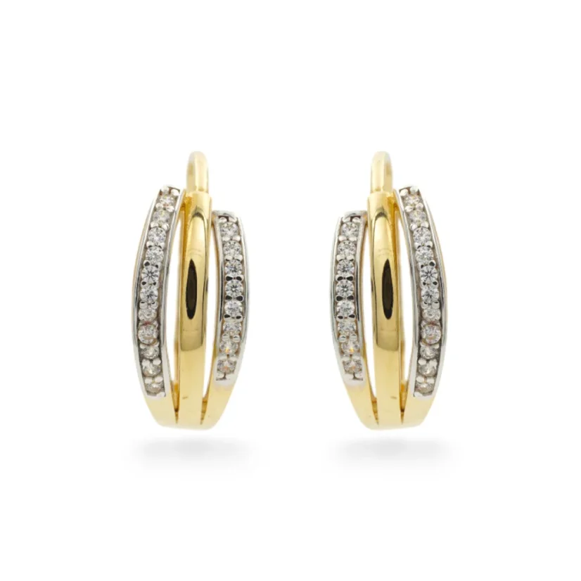 Zlaté náušnice s bílými zirkony 2,71g