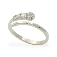 Stříbrný otevřený prsten se zirkony