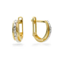 Zlaté náušnice zdobené bílým zlatem 2,36g