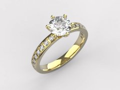 Luxusní zásnubní prsten s 1 ct diamantem ve žlutém zlatě
