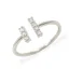 Minimalistický stříbrný otevřený prsten s čirými zirkony - Velikost: 56