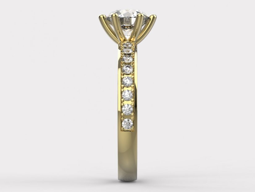 Luxusní zásnubní prsten s 1 ct diamantem ve žlutém zlatě