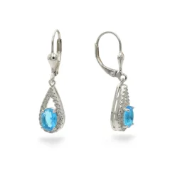 Stříbrné visací náušnice s modrými zirkony
