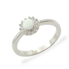 Stříbrný prsten s opálem a zirkony