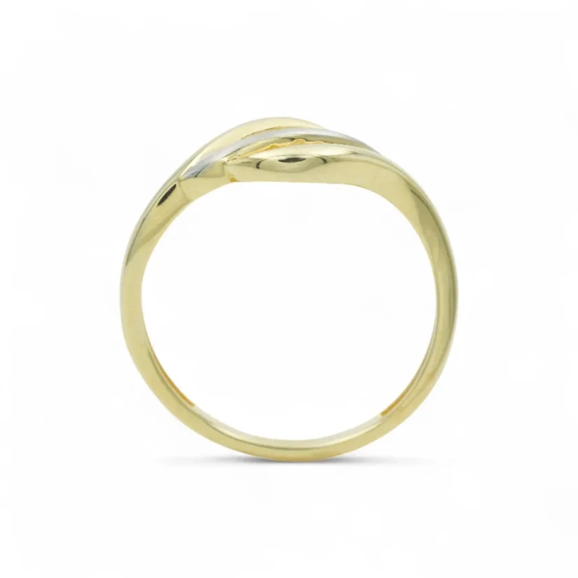 Elegantní kombinovaný zlatý prsten se zirkony