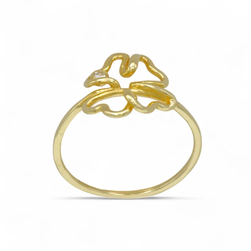 Zlatý prsten Čtyřlístek s kamínkem 1,24g