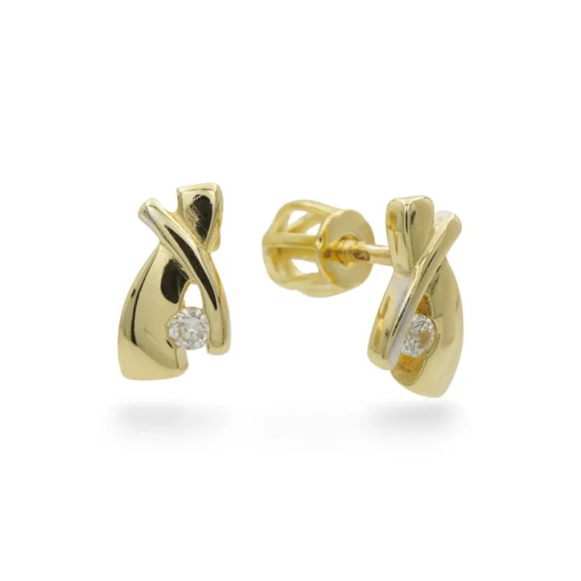 Elegantní zlaté náušnice pecky se zirkony 1,45g