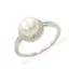 Stříbrný prsten s perlou a zirkony - Velikost: 56
