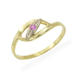 Zlatý prsten s růžovým zirkonem 1,72g