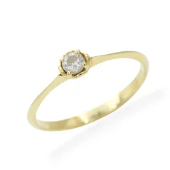 Jemný zlatý prsten s čirým zirkonem 1,05g