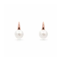 Stříbrné patentové náušnice s perlou rose gold