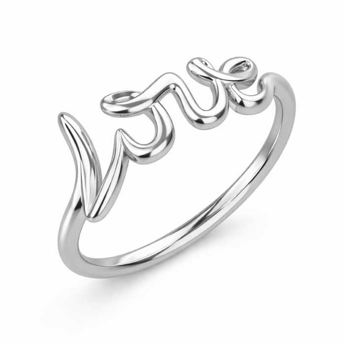 Designový prsten Love z bílého zlata