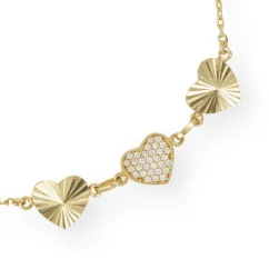 Zlatý náramek se srdíčky s kamínky 18-19cm 2,49g