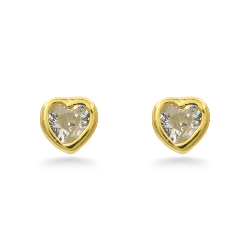 Stříbrné peckové náušnice srdíčka se zirkony
