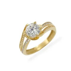 Výrazný zlatý prsten se zirkony 2,40g