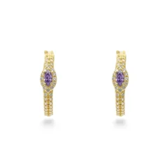 Zlaté náušnice Kruhy 1,6cm zdobené kameny 2,28g