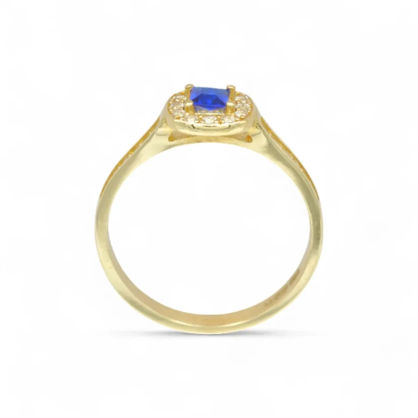 Zlatý prsten se Safírem a zirkony 1,75g