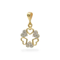 Zlatý přívěsek srdíčka s čirými zirkony 1,32g