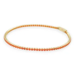 Zlatý tenisový náramek s oranžovými zirkony 18cm