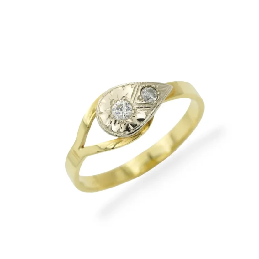 Zlatý kombinovaný prsten se zirkony 2,07g