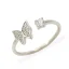 Stříbrný otevřený prsten s motýlem a zirkony - Velikost: 54