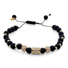 Šňůrkový náramek se zlatem a korálky 3,52g