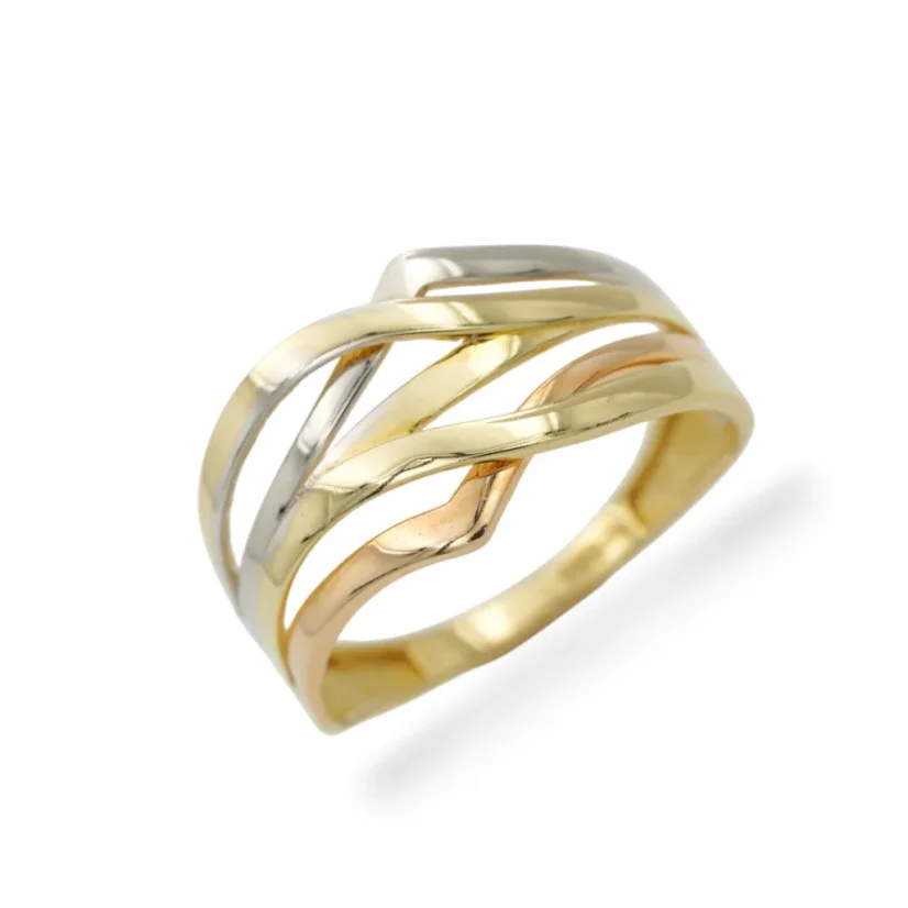 Designový zlatý prsten proplétaný
